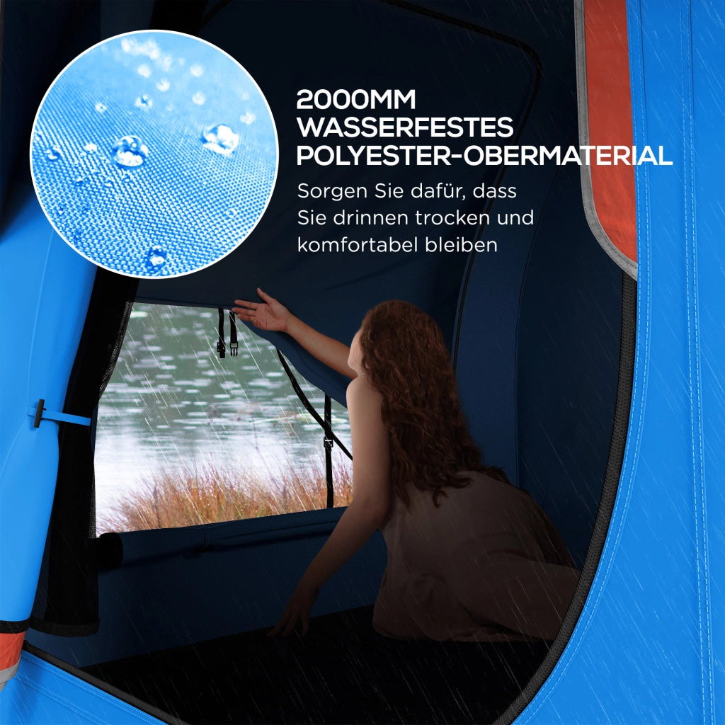 Tenda da campeggio 3 porte ¨C zephmum ¨C 239x210x210 cm, arancione e blu