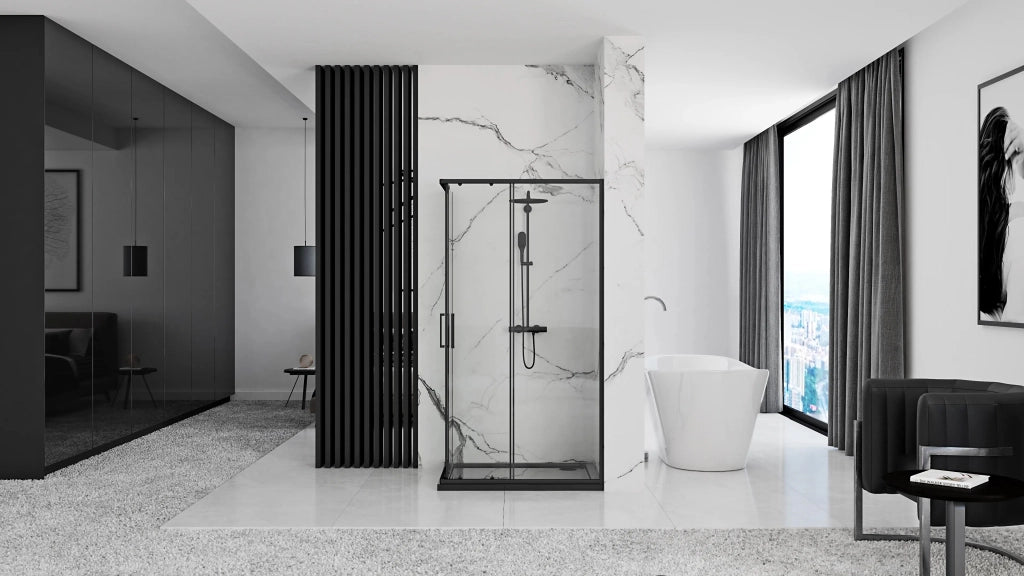 Cabina Doccia Rea Punto Black 80x100 senza piatto doccia