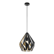 Lampadario A Sospensione Vintage Carlton 1 Acciaio Nero Oro 1 Luce E27