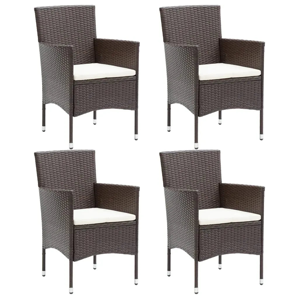 Set da Pranzo per Giardino 5 pz con Cuscini Polyrattan Marrone cod mxl 51832