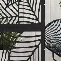 Separé Divisorio da Esterno Decorativo e Traliccio per Piante, Design a Foglie, 122x45x198 cm, Nero