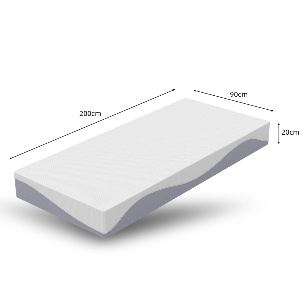 Materasso in Schiuma 90x200 ¨C MINIMAL ¨C Grigio e Bianco, H3/H4, Altezza 20 cm, Oeko-TEX
