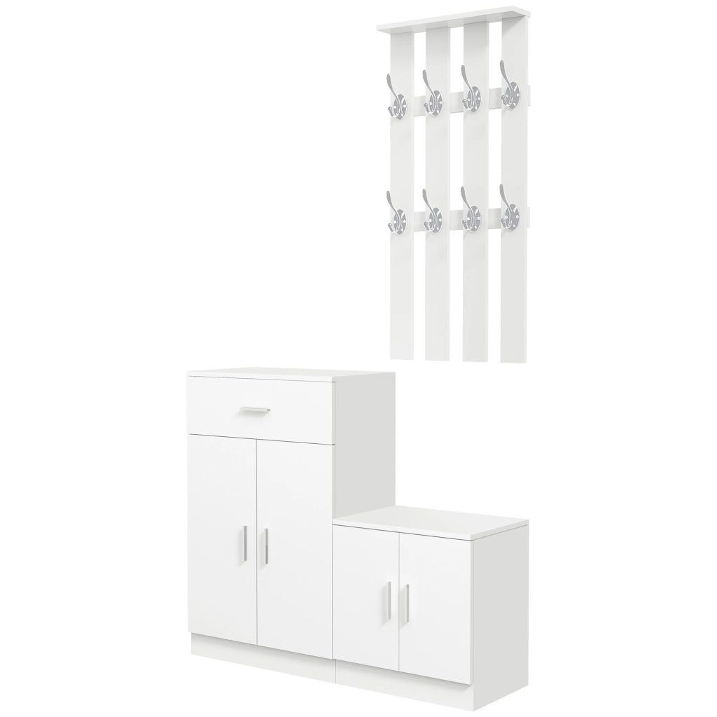 Scarpiera con Appendiabiti ¨C zephmum ¨C Legno Bianco 100x32x187 cm