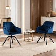 SEDIA Girevole 58,5x82,5x54,5 cm Blu in Velluto e Metallo Set da 2 pezzi