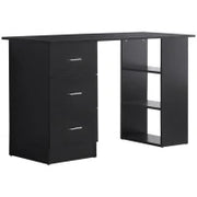 Scrivania PC con 3 Ripiani e 3 Cassetti per Camera e Ufficio, in Legno MDF, 120x49x72 cm, Nera