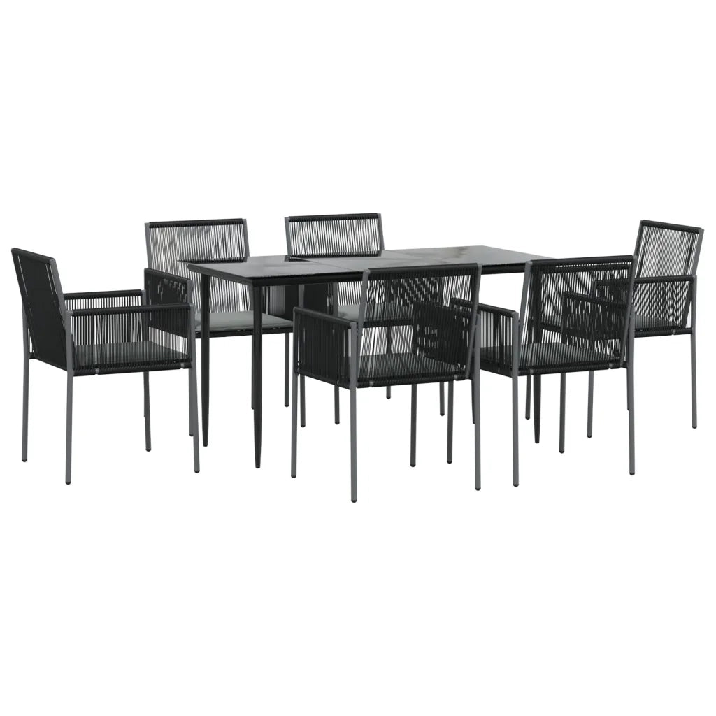 Set Pranzo Giardino 7 pz con Cuscini Polyrattan e Acciaio Nerocod mxl 124558