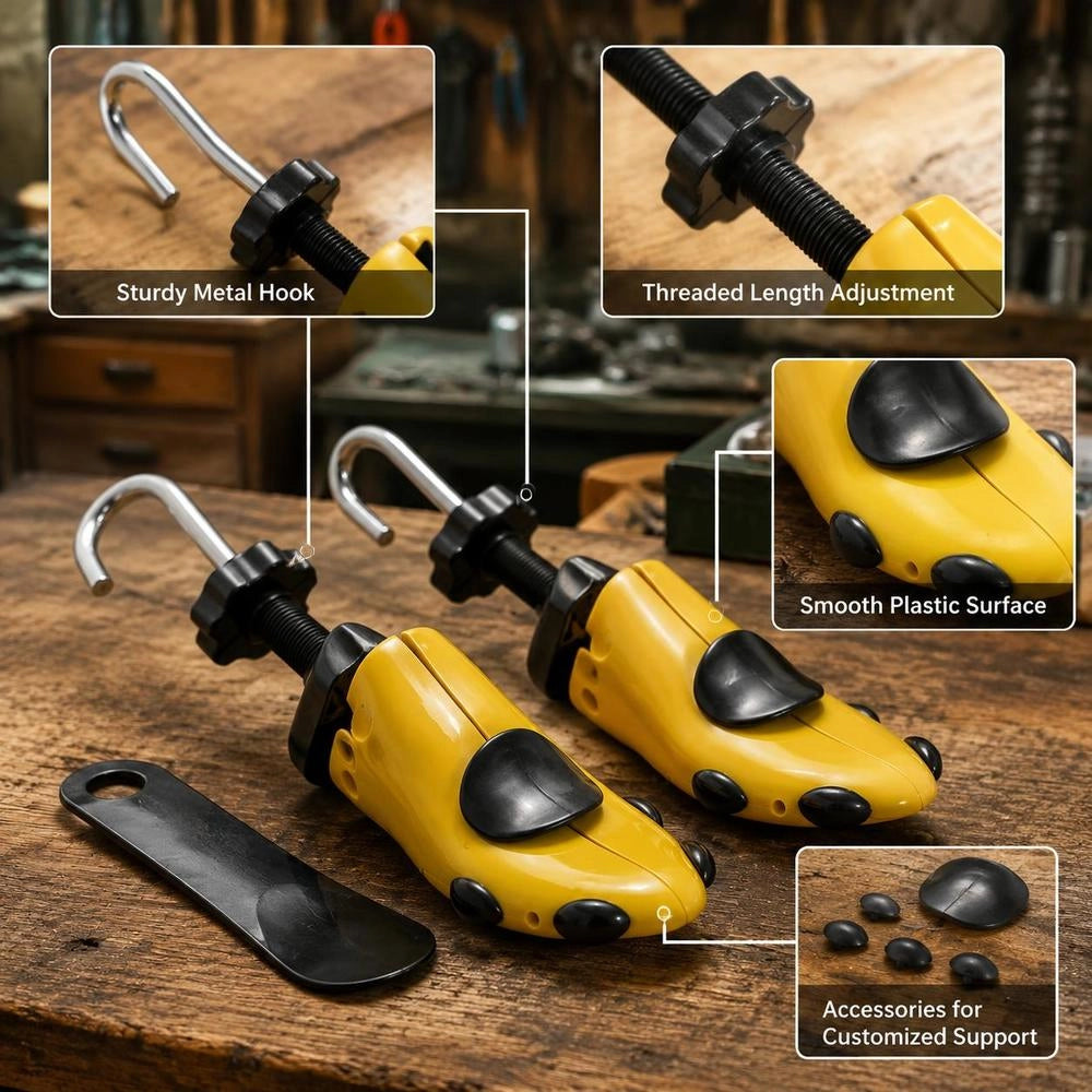 Shoe Tree With Shoehorn, Yellow, EU Size 41-46, Plastic