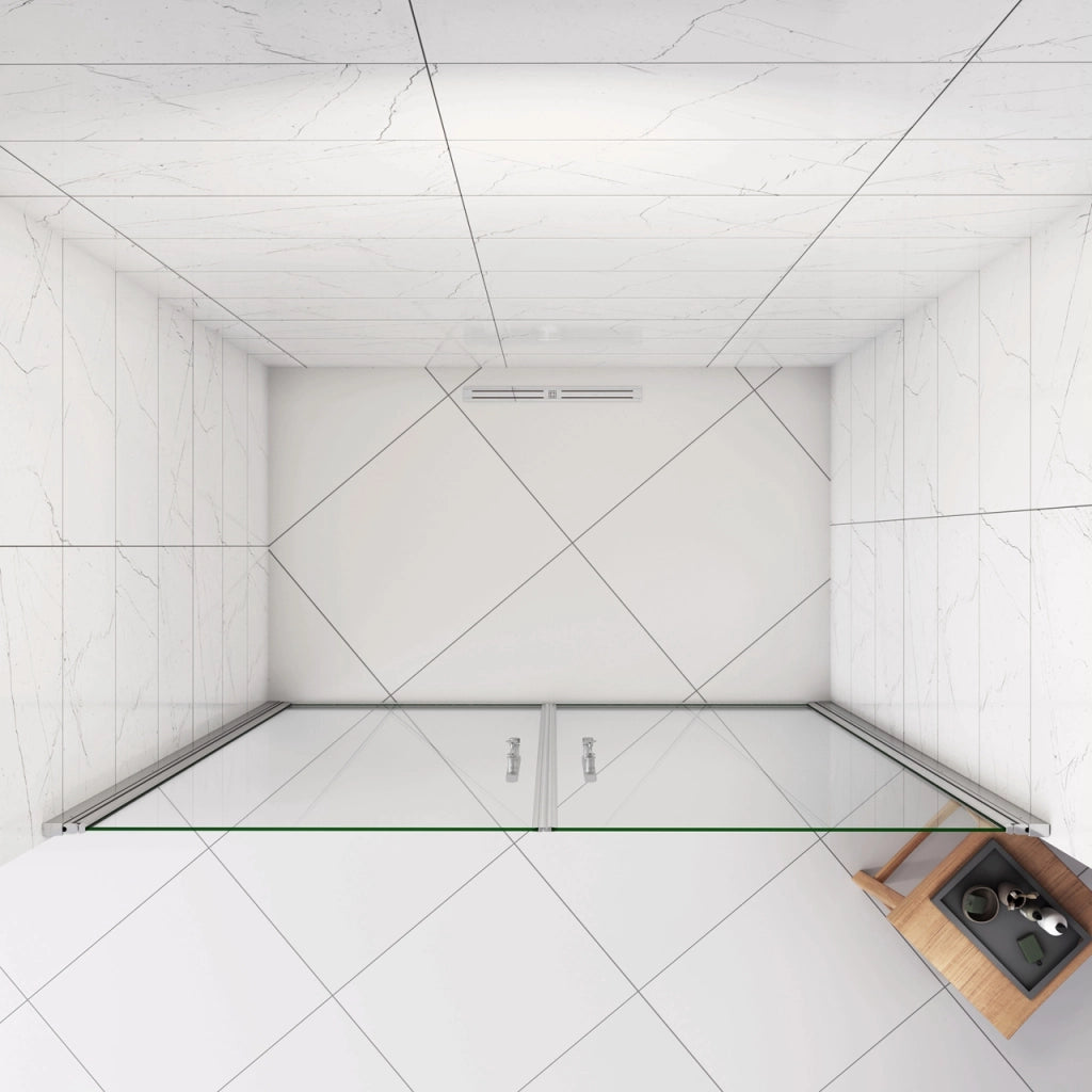 Box Doccia per Nicchia 195 cm Doppia Porta Battente Saloon Vetro Temperato 6 mm Anticalcare Larga 155 cm (80+80: 1518-1558 mm)