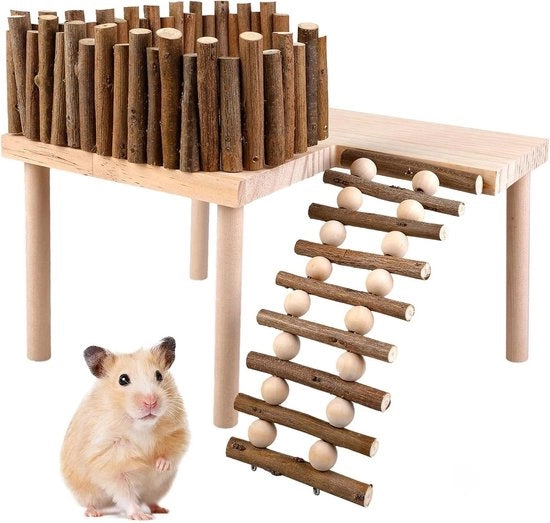 Scalino per Topi da Gioco, Casa per Topi da Corsa in Legno per Topi, Cavi, Ratti