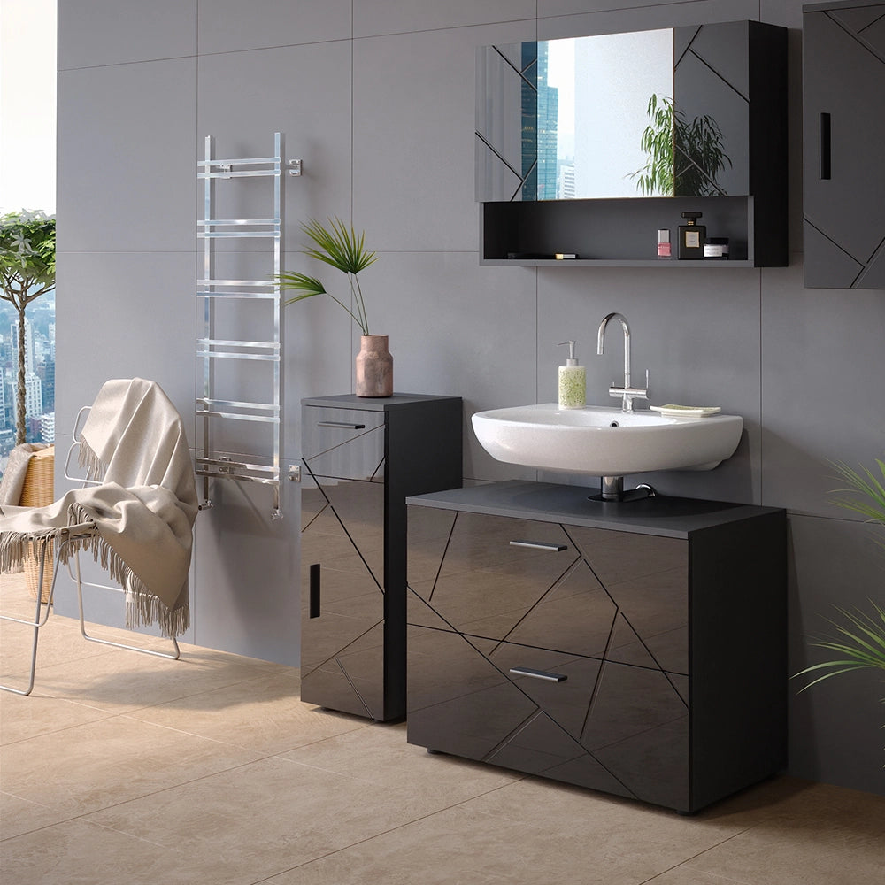 Mobiletto bagno Irma Antracite lucido 30 x 81 cm Vicco
