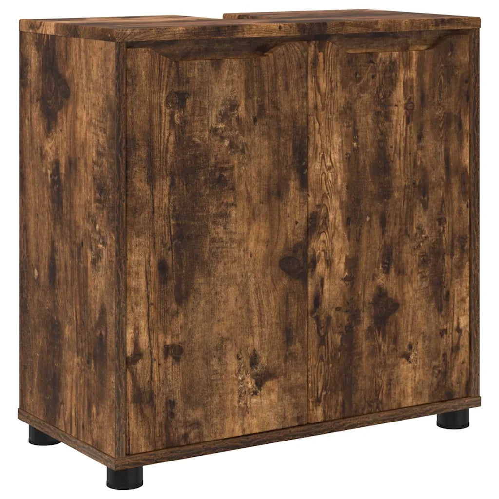 Set di mobili per il bagno 3 pcs Rovere fumé Legno multistrato