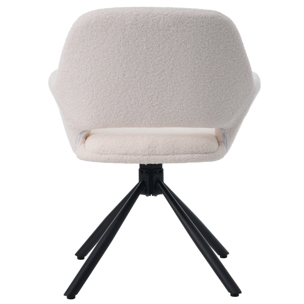 Set 4 sedie girevoli con braccioli in tessuto Sherpa bianco