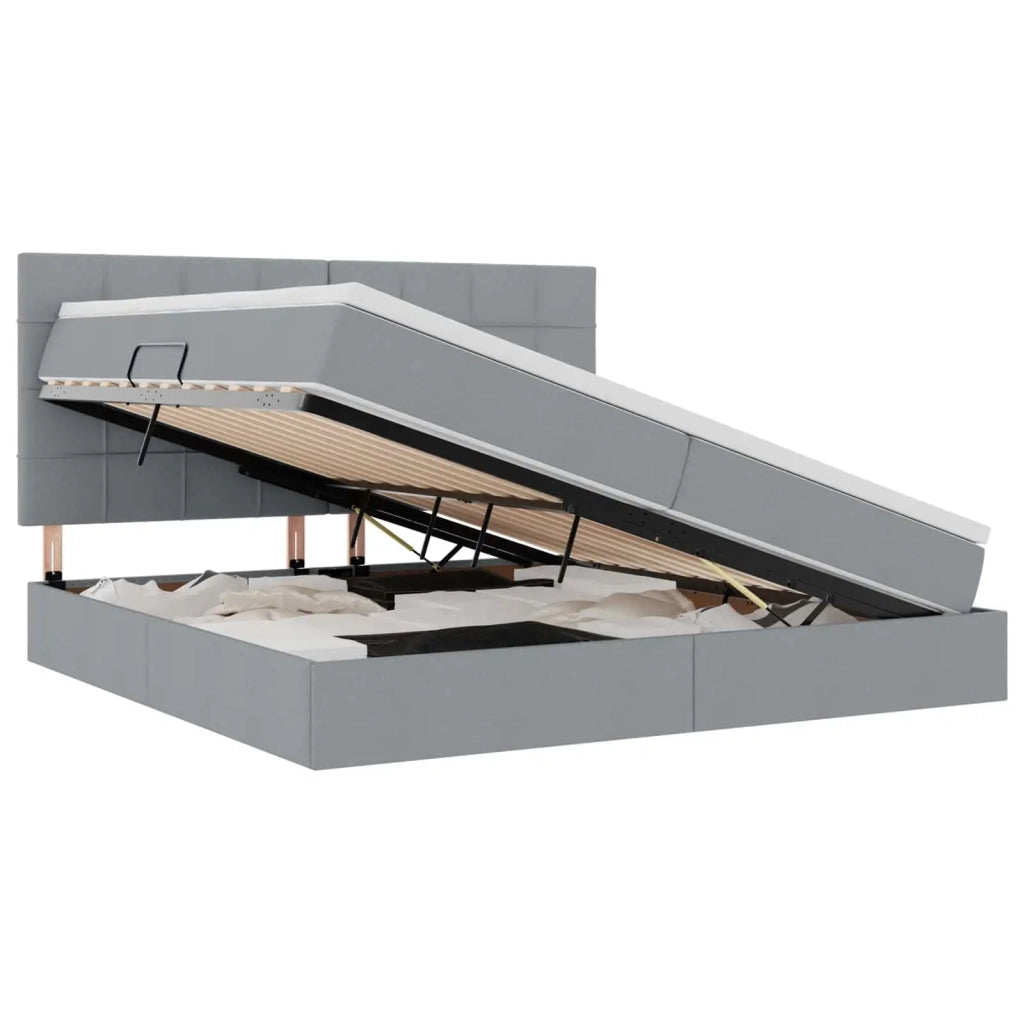 Letto con contenitore e LED con led Grigio chiaro 200 x 200 cm