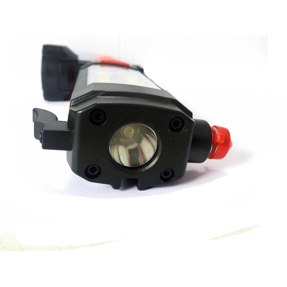 Trade Shop - Lampada Torcia Lavoro Calamita Led Ricaricabile Martello Rompi Vetro Cintura Usb -