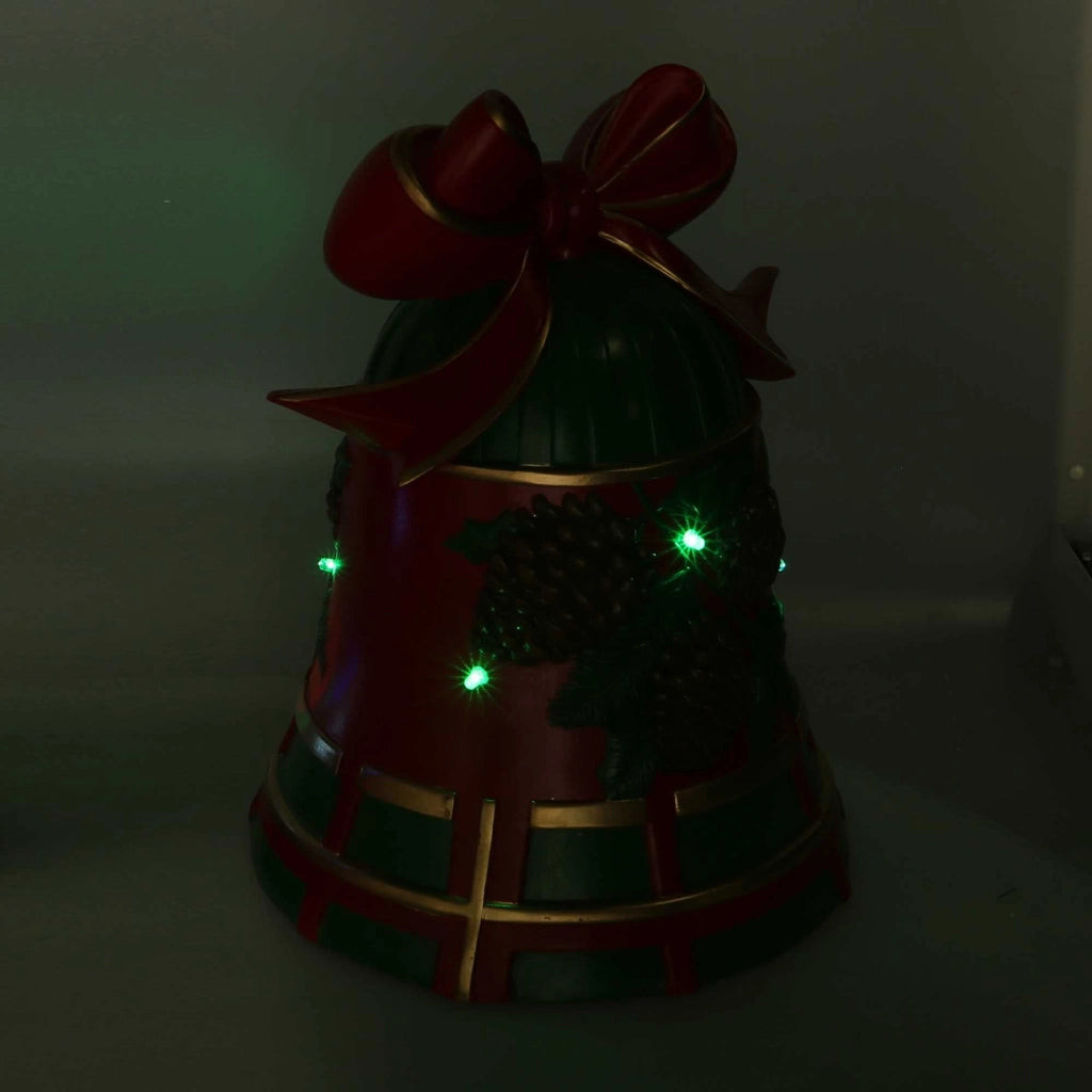 Campana resina pigne rosso e verde con led cm 25x24xh33