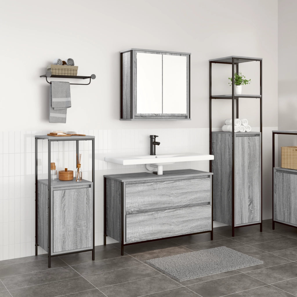 Set di mobili per bagno 3 pezzi  Grigio Legno ingegnerizzato