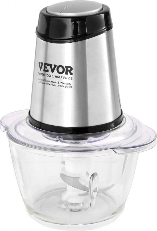 Multifunzionale Macchina da Cucina - Processore di Cibo Elettrico - 1200ml - 3000tpm + 4000tpm - 400W - Incluso Vaschetta in Vetro, Set di Fruste e Spazzola