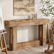 Console d'ingresso a 2 livelli in legno marrone, 160 x 30 cm