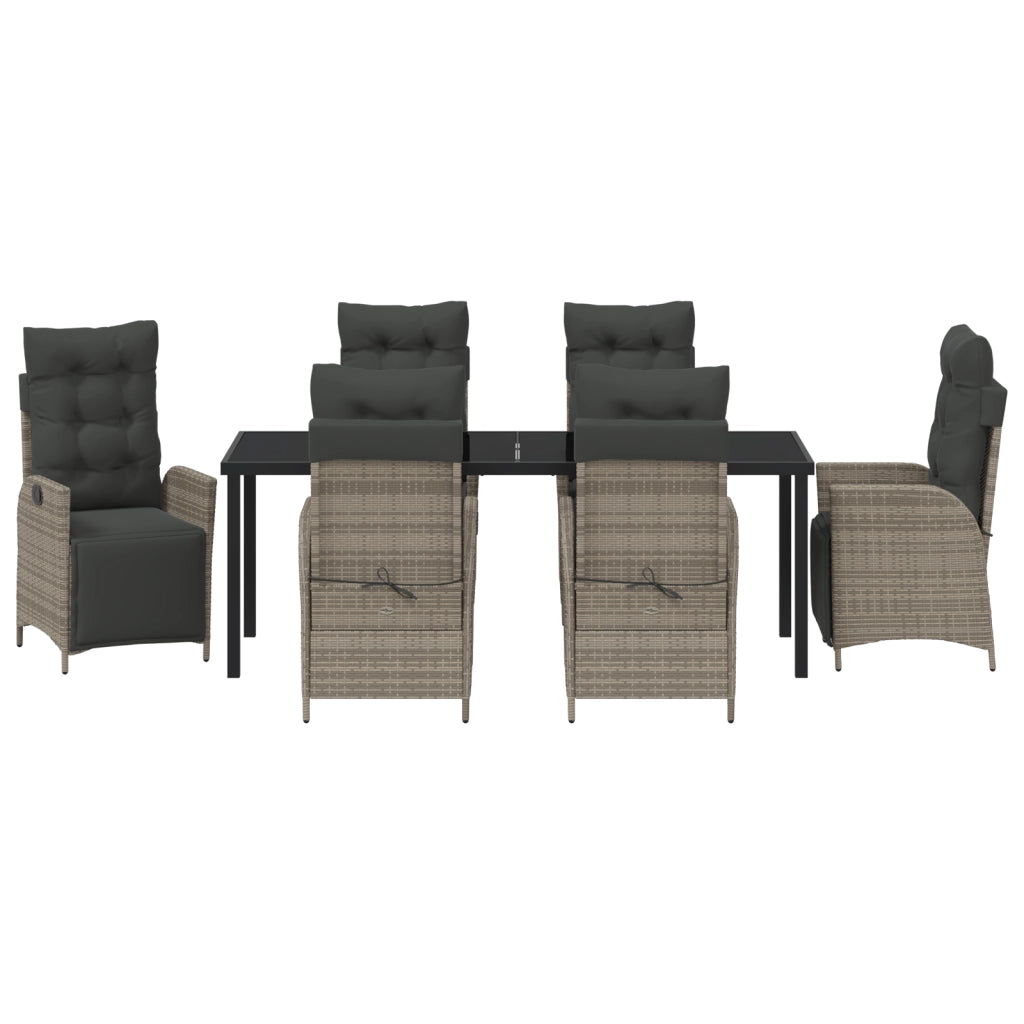 Set da pranzo da giardino in 7 pezzi grigio in polyrattan