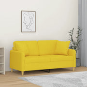 Divano a 2 Posti con Cuscini Giallo Chiaro 140 cm in Tessuto 3200914
