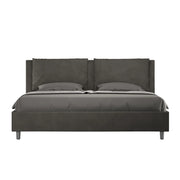BS COM Letto matrimoniale king size contenitore imbottito 190x200 microfibra grigio