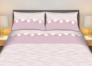 Completo Lenzuola Stiro Facile 100% Cotone Made Italy Effetto Seta Disegno Tulip - Matrimoniale - Lilla