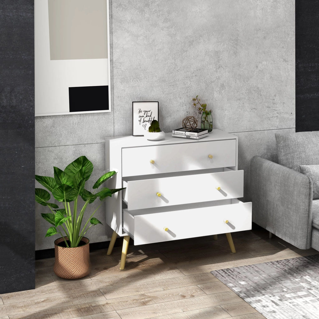Cassettiera con 3 Cassetti ¨C Zephmum ¨C Bianco Legno Pino 80x30x80 cm
