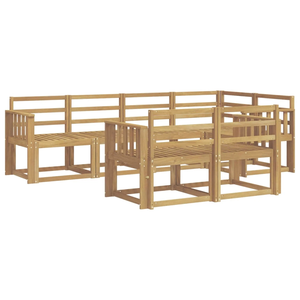 Set di divani da esterno 7 pcs Bianco Legno di Acacia Massello 3387763
