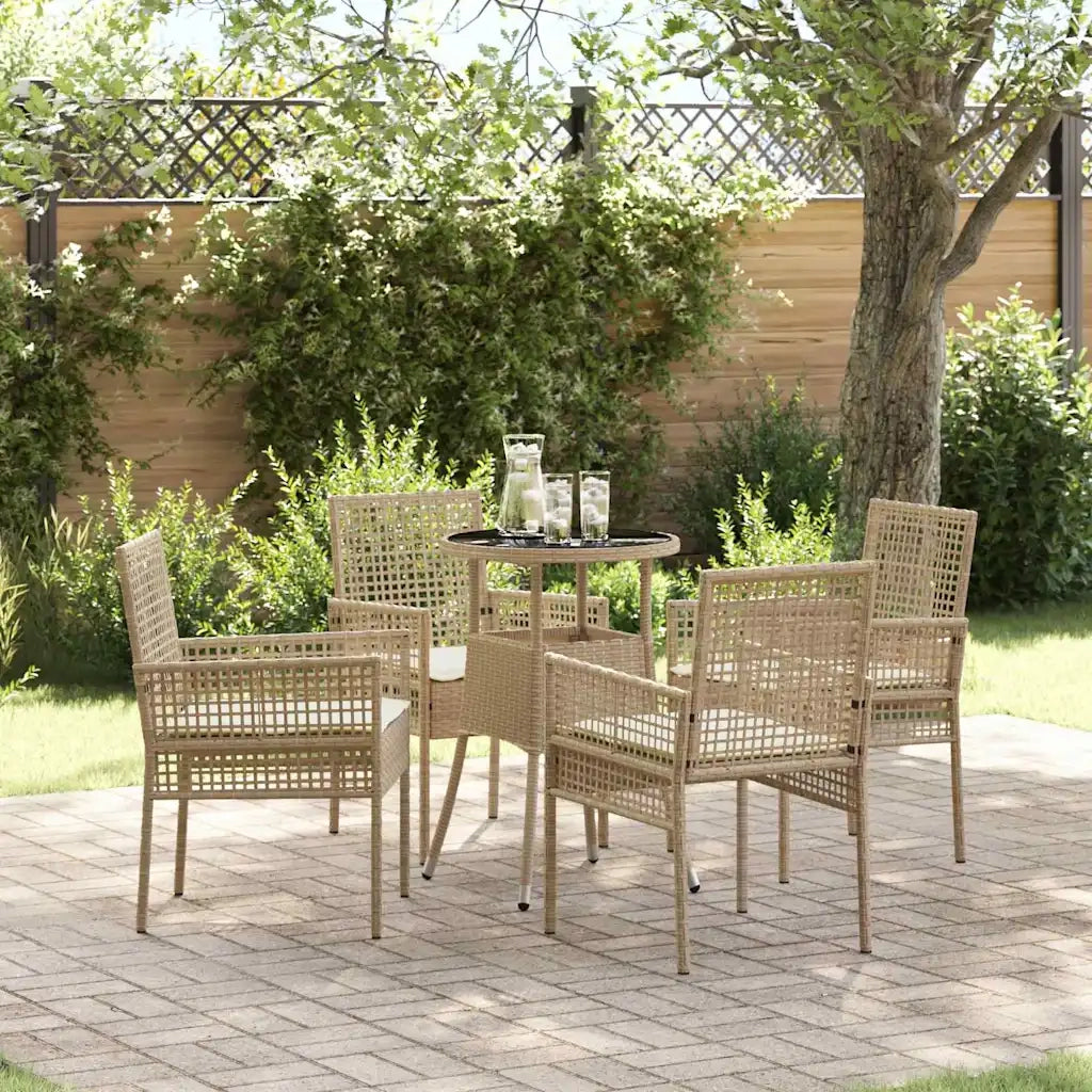 Set da Pranzo per Giardino 5 pz | Set Salotto da Giardino Beige polyrattan