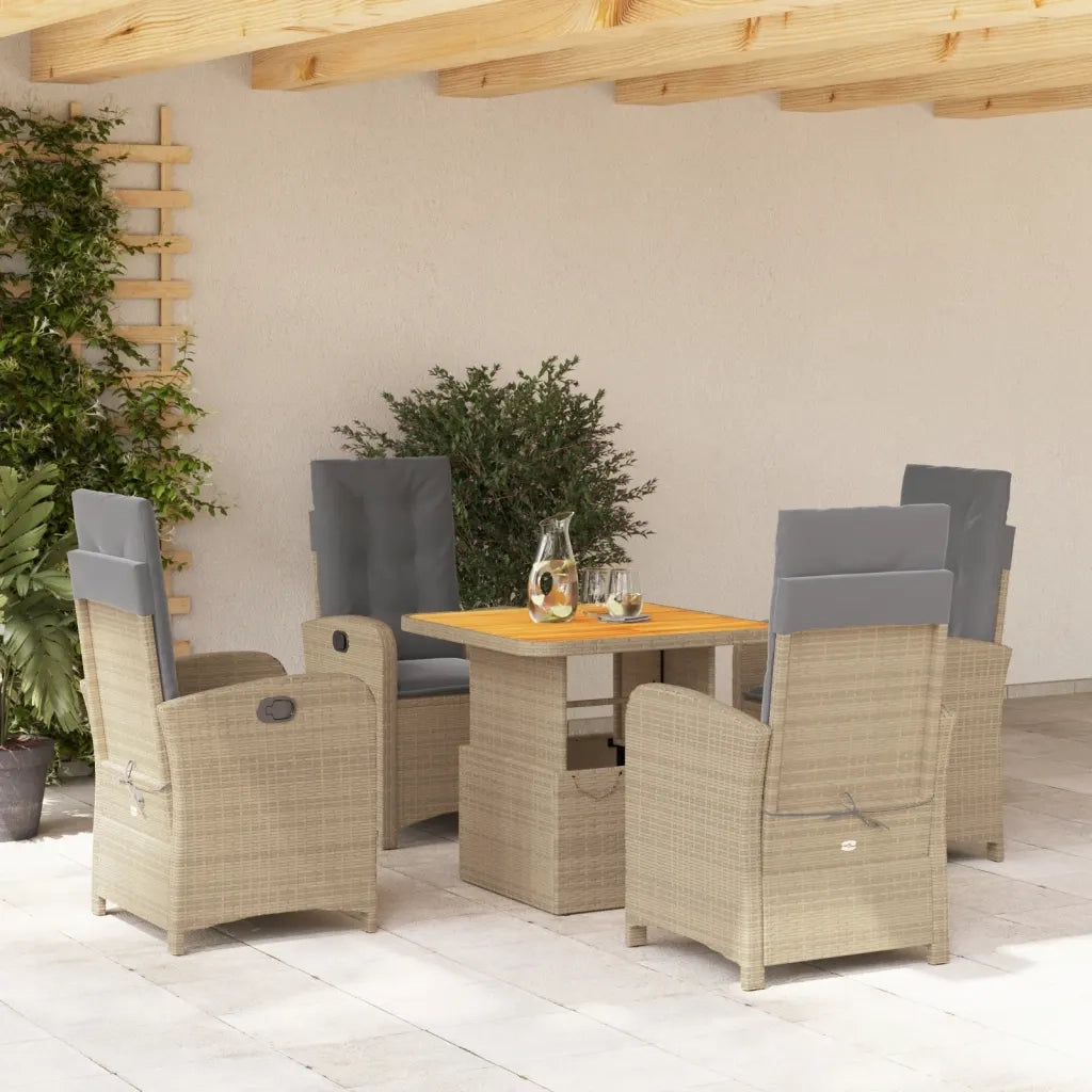 Set da Pranzo da Giardino 5 pz con Cuscini Beige in Polyrattan 3277362