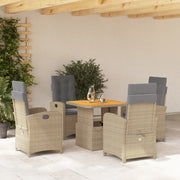 Set da Pranzo da Giardino 5 pz con Cuscini Beige in Polyrattan 3277362
