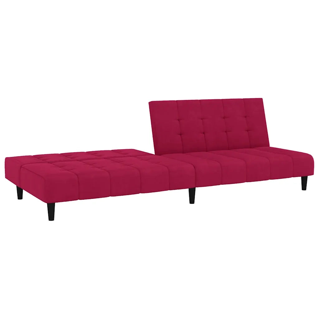 Divano Letto a 2 Posti Rosso Vino in Velluto 375768