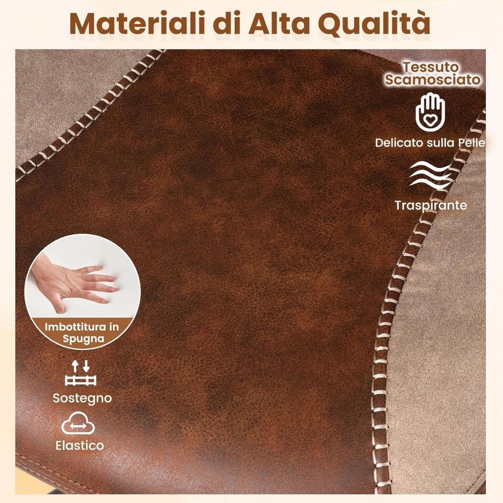 Sedia da Ufficio Ergonomica, Sedia da Scrivania in Tessuto di Lino con Poggiatesta 2D, Schienale Oscillante e Ruote, Poltrona da Lavoro Regolabile Girevole, Portata 150 kg (Marrone)