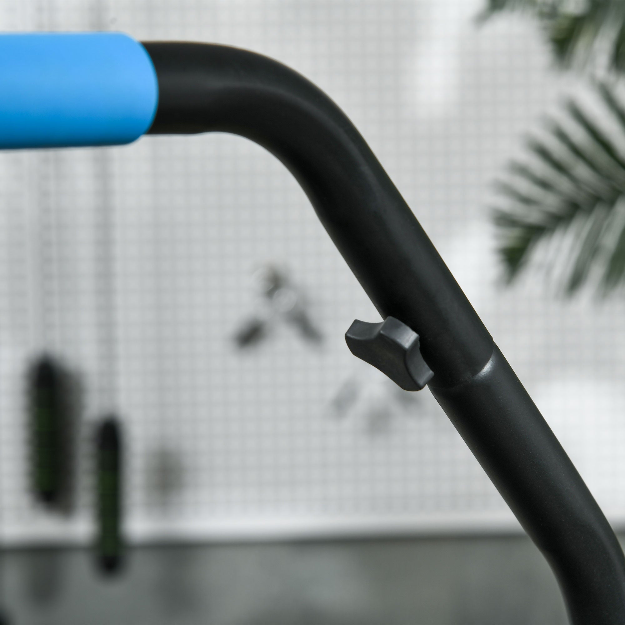 Mini Trampolino Fitness Ø102 cm Regolabile in Altezza Pieghevole con Manubrio Blu