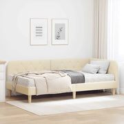 Cornice del letto ad angolo Crema 90 x 200 cm Tessuto 3394123