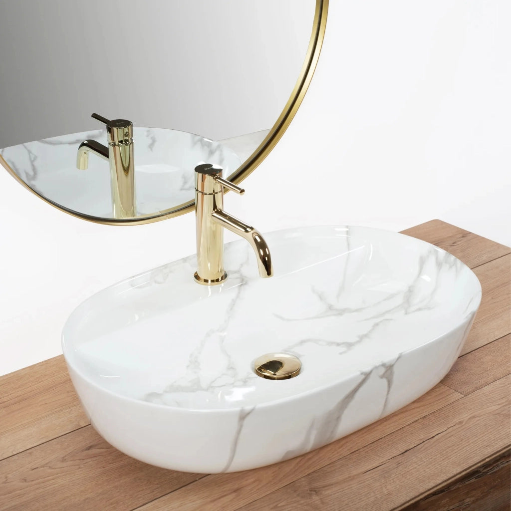 Lavabo Da Appoggio Rea Aura 61 Marmo Shiny