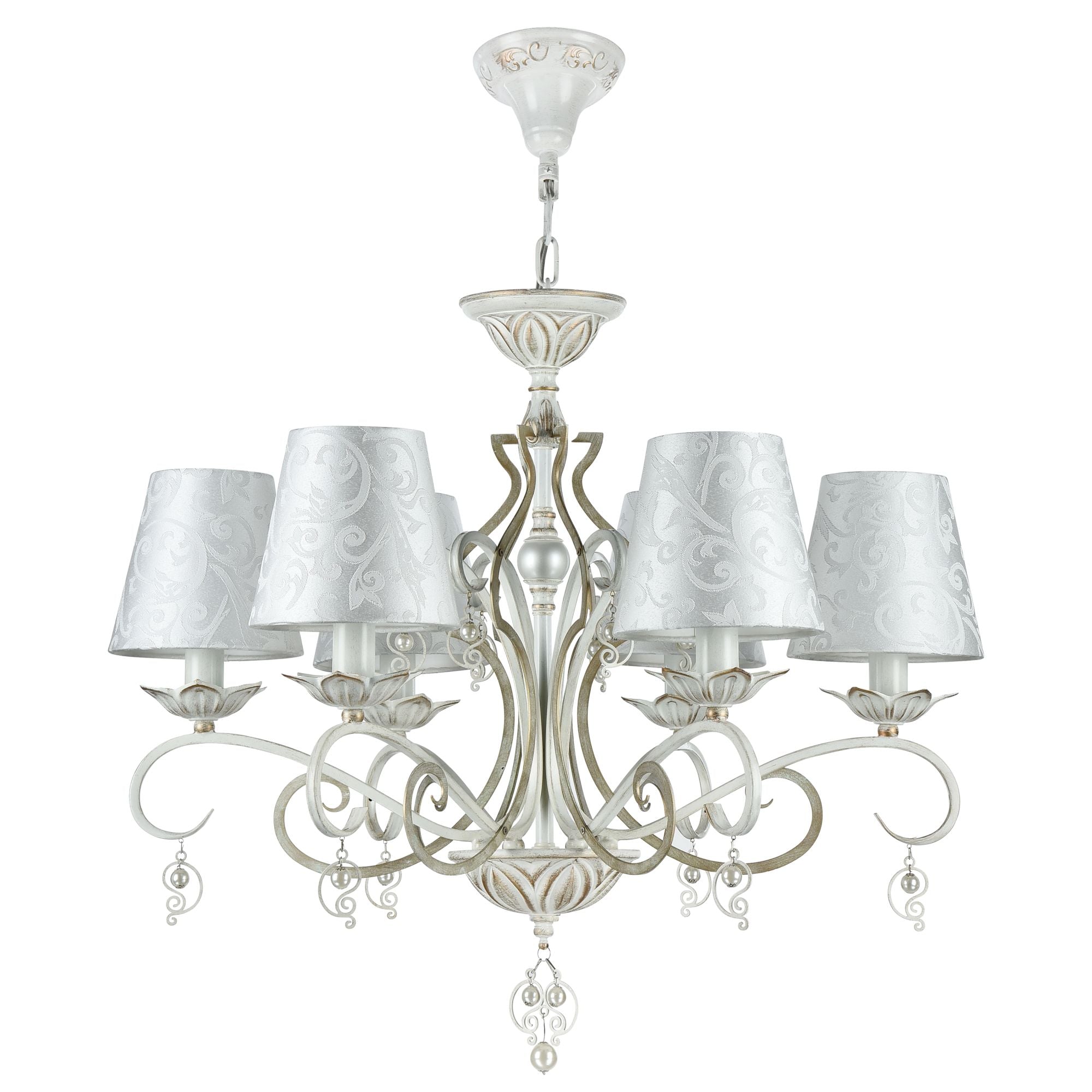 Lampadario Elegant in Metallo Monile Bianco con Oro