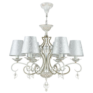 Lampadario Elegant in Metallo Monile Bianco con Oro