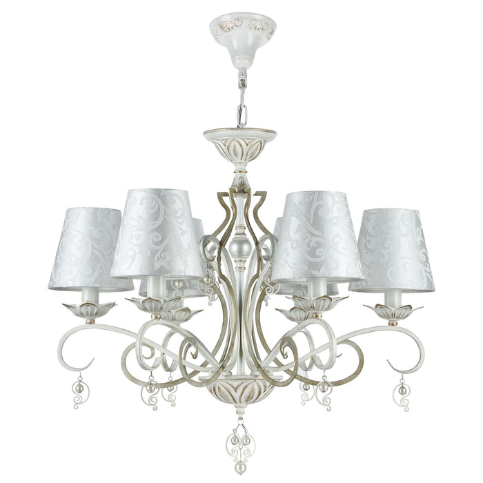 Lampadario Elegant in Metallo Monile Bianco con Oro