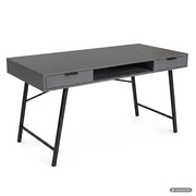 Scrivania industriale per computer Grafite ARDEN 120 cm 2 cassetti 1 ripiano gambe nere