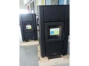 Stufa a legna ventilata Lincar Sofia potenza 7,4kW colore nero