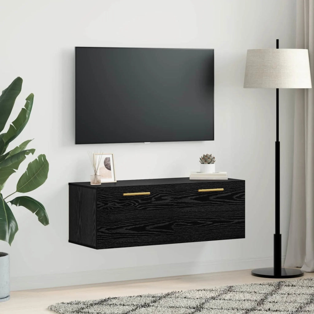 Armadietto a Muro | Mobile a Parete Rovere nero 100 x 36.5 x 35 cm
