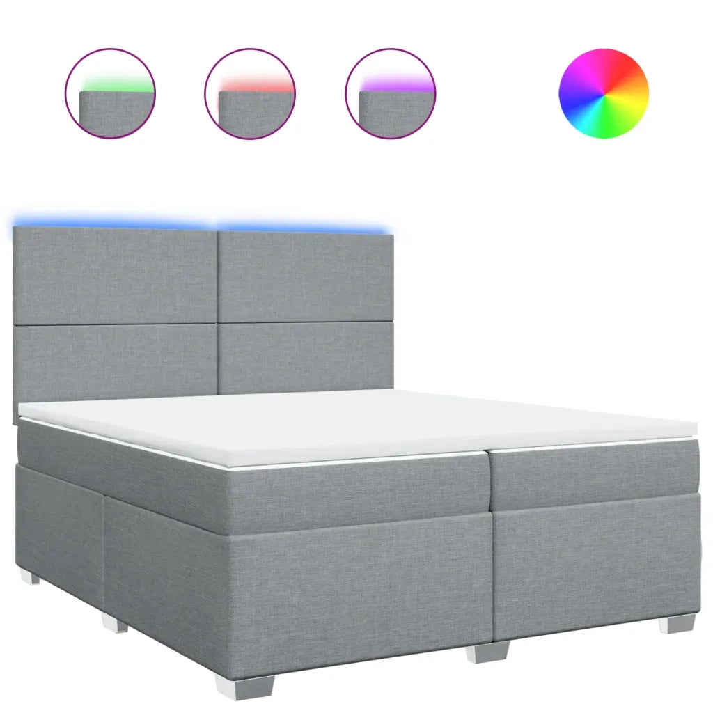vidaXL Giroletto a Molle con Materasso Grigio Chiaro 200x200cm Tessuto