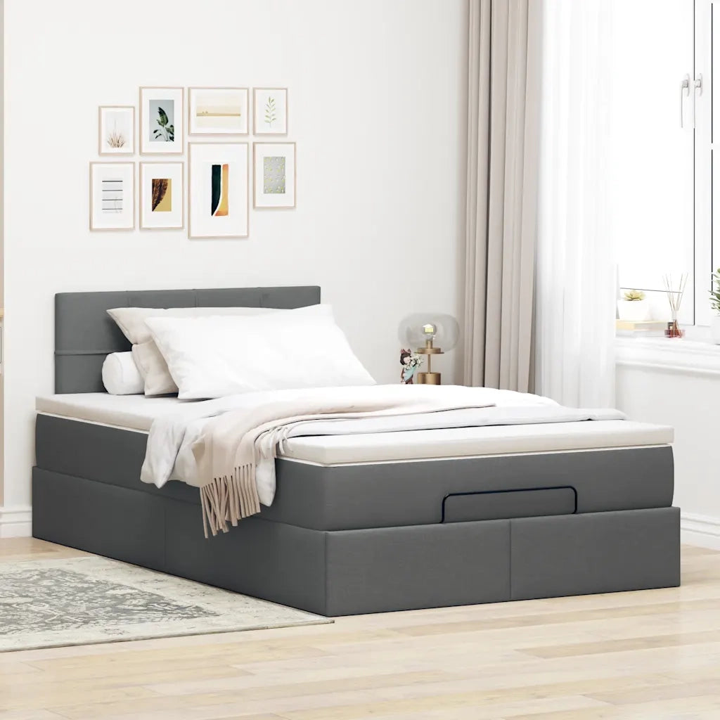 Pouf Letto con Materasso Grigio Scuro 120x200 cm in Tessuto 3311450