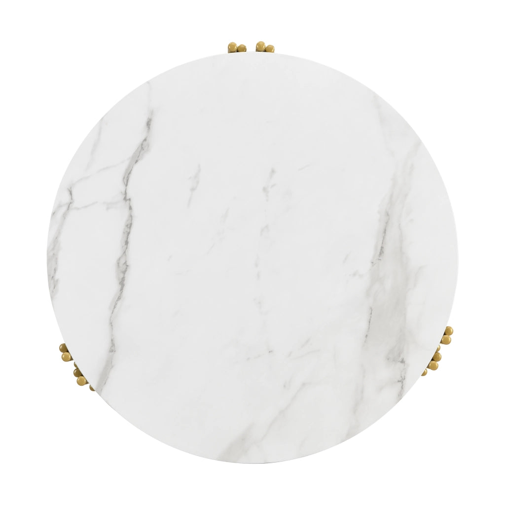 Set tavolini da salotto modulare - Zephmum- Finitura marmo cornice oro due dimensioni