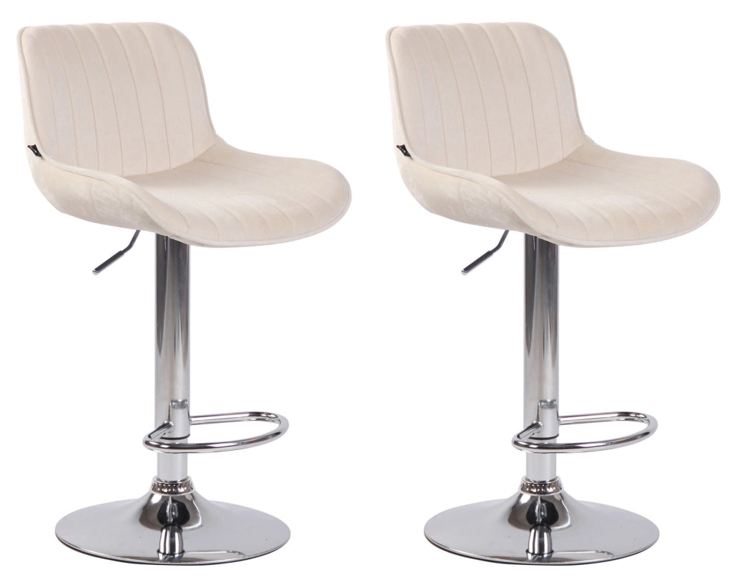 Set di 2 sgabelli da bar Lentini Velvet crema,cromo