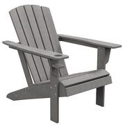 Sedia Adirondack con portabevande in plastica per giardino e balcone grigia