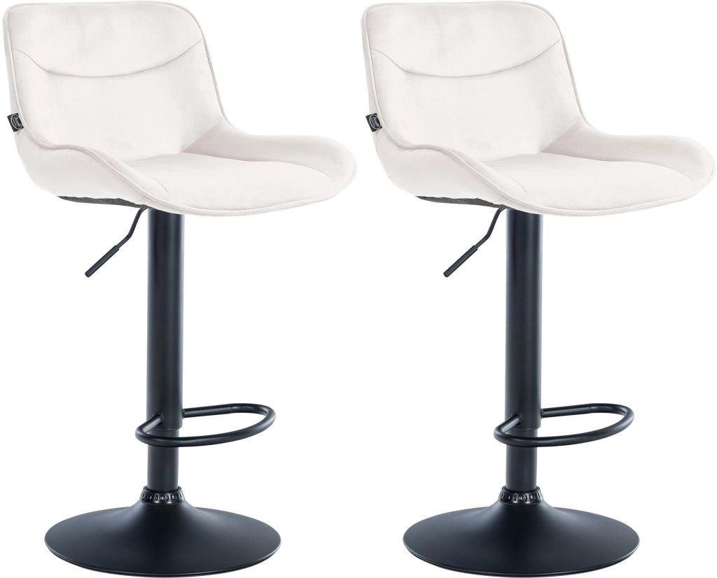 Set di 2 sgabelli da bar Vonore in velluto crema,nero