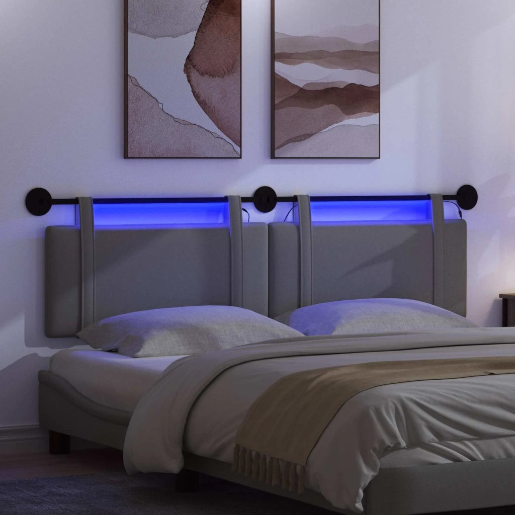 Testiera sospesa Con luce LED Grigio Scuro Tessuto 3423968