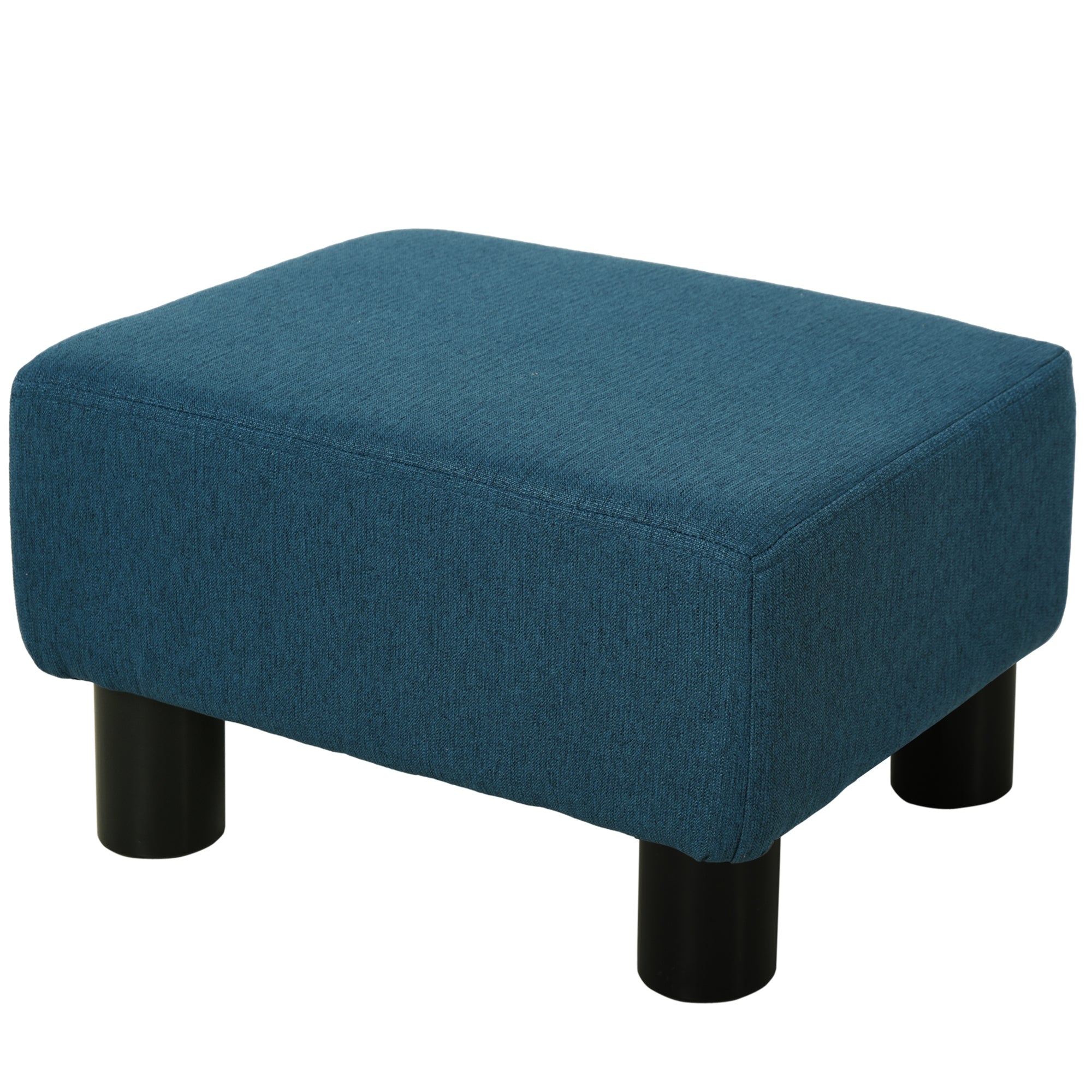 Pouf Poggiapiedi Imbottito 40x30x24 cm Rettangolare Blu Scuro